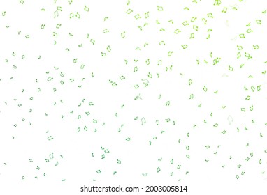 Light Green vector background with music symbols. Abstract illustration with colorful symbols of melody. Pattern for school ad, booklets.