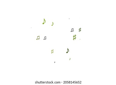 Light Green vector background with music symbols. Shining illustration of colorful gradient music notes. Template for fasion magazines.