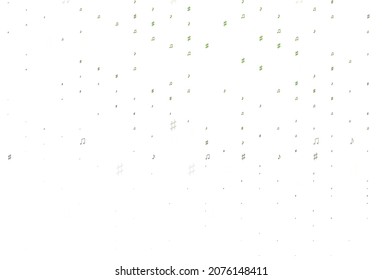 Light Green vector background with music symbols. Modern abstract illustration with melody keys. Pattern for festival leaflets.