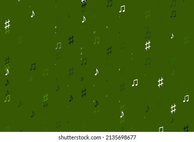Light Green vector background with music symbols. Shining illustration of colorful gradient music notes. Modern design for wallpapers.