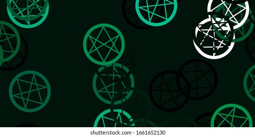 Light Green vector background with occult symbols. Illustration with magical signs of spiritual power. Design for magic, spiritual events.