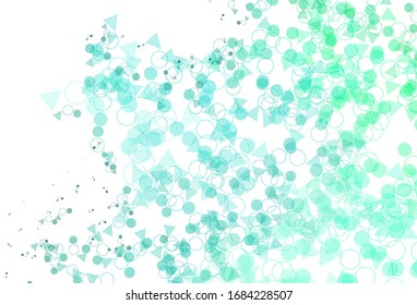 Light Green vector background with polygonal style with circles. Glitter abstract illustration with spheres, triangular lines. Best design for poster, banner.