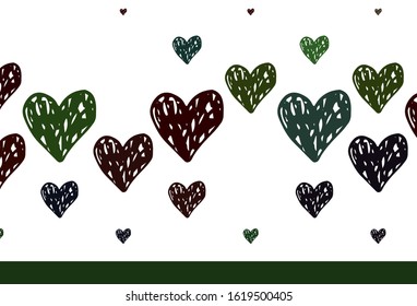 Light Green vector background with Shining hearts. Shining illustration with hearts on abstract template. Design for celebrating of Valentine Day.