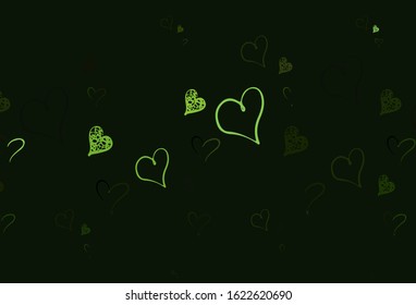 Light Green vector background with Shining hearts. Smart illustration with gradient hearts in valentine style. Design for celebrating of Valentine Day.