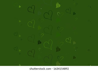 Light Green vector background with Shining hearts. Smart illustration with gradient hearts in valentine style. Pattern for marriage gifts, congratulations.