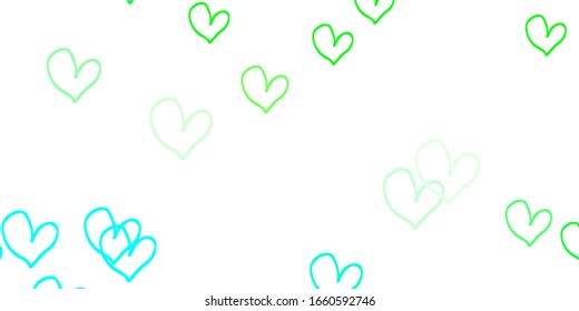 Light Green vector background with Shining hearts. Illustration with hearts in love concept for valentine's day. Pattern for carnival, festival romantic leaflets.