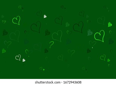 Light Green vector background with Shining hearts. Smart illustration with gradient hearts in valentine style. Pattern for valentine's ad, booklets.