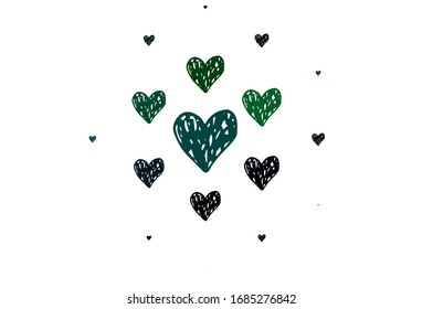 Light Green vector background with Shining hearts. Smart illustration with gradient hearts in valentine style. Design for a business advert of anniversary.