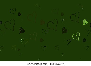 Light Green vector background with Shining hearts. Smart illustration with gradient hearts in valentine style. Design for celebrating of Valentine Day.