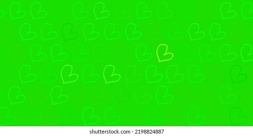 Light Green vector background with Shining hearts. Colorful feminism symbols with a gradient in modern style. Elegant design for wallpapers.