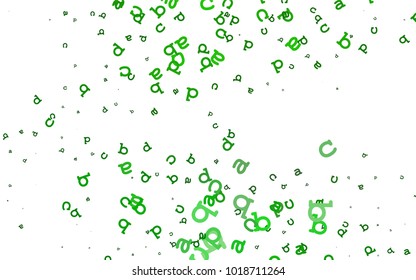 Light Green vector background with signs of alphabet. Colored alphabet signs with gradient on white background. The pattern can be used for ad, booklets, leaflets of education.