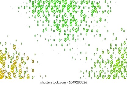 Light Green vector background with signs of dollars. Shining colored illustration with dollar signs, USD. Smart design for your business advert of economic, wealth.