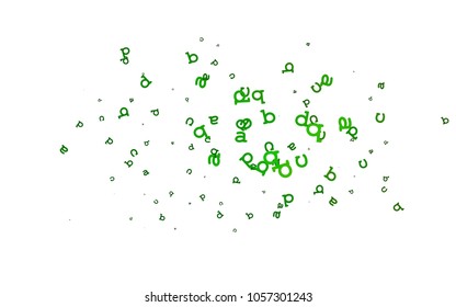 Light Green vector background with signs of alphabet. Shining colorful illustration with isolated letters. Best design for your ad, poster, banner of college.
