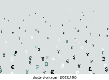 Light Green vector background with signs of currency. Shining colored illustration with currency signs. Design for business advert of economic, wealth.