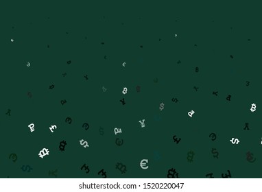 Light Green vector background with signs of currency. Colored symbols of currency on white background. Pattern for trader ads, booklets, leaflets.