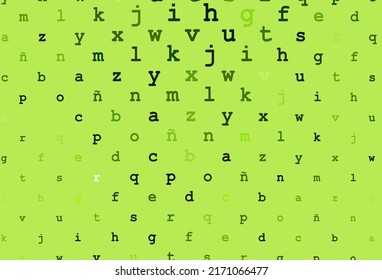Light green vector background with signs of alphabet. Colored alphabet signs with gradient on white background. The pattern can be used for school, grammar websites.