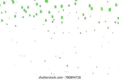Light Green vector background with signs of Bitcoins. Colored symbols of cryptocurrency on white background. The pattern can be used as ads, poster, banner for payments.