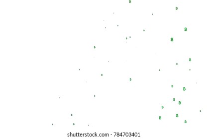 Light Green vector background with signs of Bitcoins. Colored symbols of cryptocurrency on white background. Best design for your ad, poster, banner of BTC money.