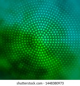 Light Green vector background with small and big stars. Colorful illustration in abstract style with gradient stars. Pattern for new year ad, booklets.