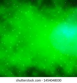 Light Green vector background with small and big stars. Colorful illustration with abstract gradient stars. Theme for cell phones.