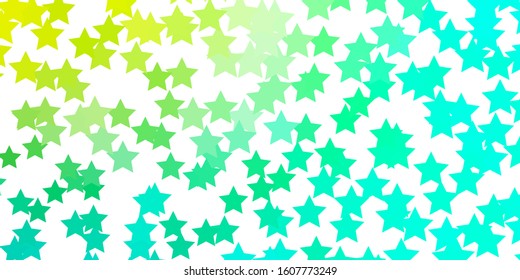 Light Green vector background with small and big stars. Blur decorative design in simple style with stars. Pattern for websites, landing pages.