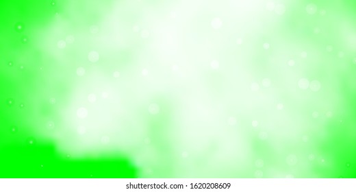 Light Green vector background with small and big stars. Shining colorful illustration with small and big stars. Pattern for websites, landing pages.