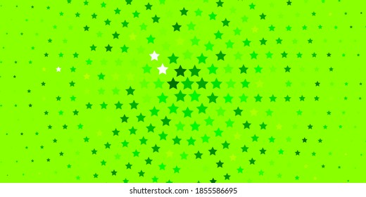 Light Green vector background with small and big stars. Modern geometric abstract illustration with stars. Pattern for new year ad, booklets.