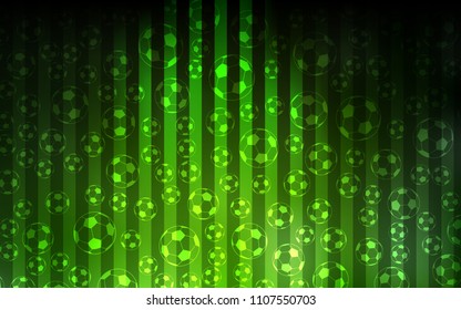 Light Green vector background with soccer balls. Colored illustration with balls on a gradiental backdrop. Pattern for promotion of soccer games.