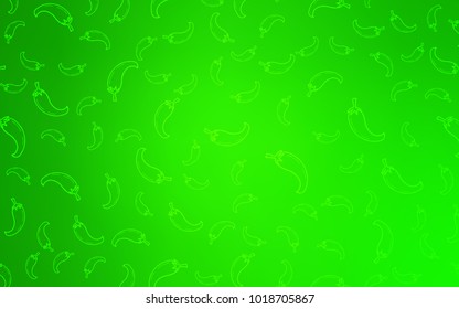 Light Green vector background with spicy peppers. Glitter abstract sketch with hot pepers. Template for meal cooking in kitchen.