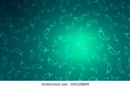 Light Green vector background with spicy peppers. Blurred decorative design of peppers in doodle style. Template for meal cooking in kitchen.