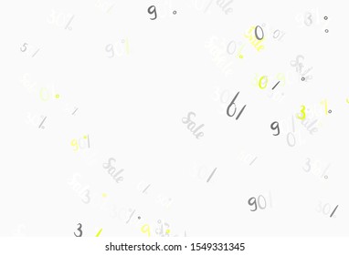 Light Green vector background with symbols of 30, 50, 90 % sales. Illustration with signs of sales on abstract template. Pattern for ads, posters, banners of sales.