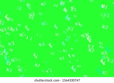 Light Green vector background with symbols of 30, 50, 90 % sales. Colorful set of  percentage signs in simple style. Backdrop for super sales on Black Friday.