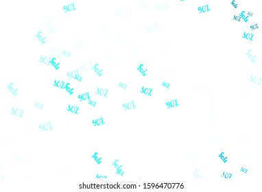 Light Green vector background with symbols of 30, 50, 90 % sales. Abstract illustration with colorful gradient symbols of sales. Template for season sales, shopping ads.