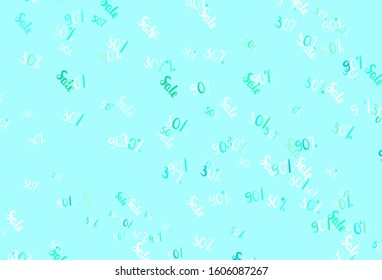 Light Green vector background with symbols of 30, 50, 90 % sales. Colorful set of  percentage signs in simple style. Backdrop for ads, leaflets of Black Friday.