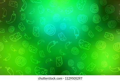 Light Green vector background with tasty food. Fast Food on blurred abstract background with colorful gradient. Design for ad, poster, banner of cafes or restaurants.