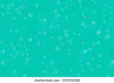 Light Green vector background with tasty food. Decorative illustration with food on abstract template. Pattern for ads of breakfast, lunch, dinner.