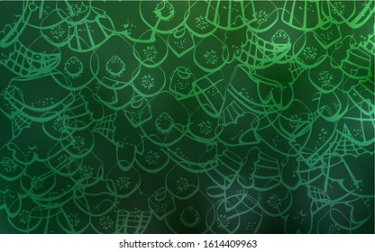Light Green vector background with tasty sweets. Illustration with set of sweet food in doodle style. Doodle design for your business advert of cafes.