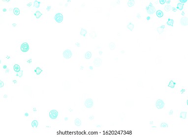 Light Green vector background with tasty food. Decorative illustration with food on abstract template. Doodle design for your business advert of cafes.