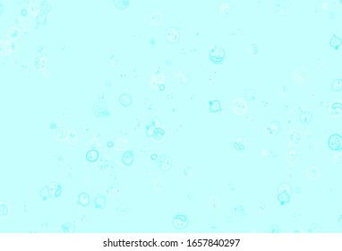 Fondo vectorial verde claro con comida sabrosa. Decoración colorida de tentempiés en estilo doodle. Patrón de anuncios, folletos, volantes de restaurantes.
