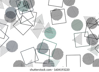 Light Green vector background with triangles, circles, cubes. Abstract illustration with colorful dots, lines, cubes. Template for wallpapers.