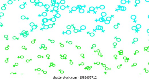 Light Green vector background with woman symbols. Illustration with signs of women's strength and power. Design for landing pages.