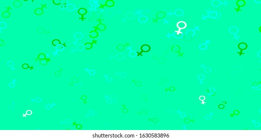 Light Green vector background with woman symbols. Illustration with signs of women's strength and power. Design for landing pages.