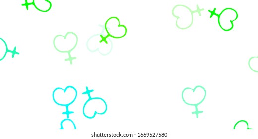 Light Green vector background with woman symbols. Colorful feminism symbols with a gradient in modern style. Best design to show the power of women.