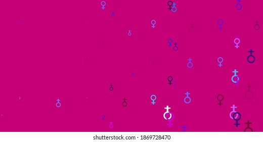 Fondo vectorial verde claro con símbolos femeninos. Ilustración con signos de fuerza y poder de las mujeres. Diseño elegante para tapices.