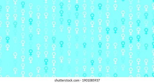 Fondo vectorial verde claro con símbolos femeninos. Ilustración con signos de fuerza y poder de las mujeres. Diseño para el Día Internacional de la Mujer.