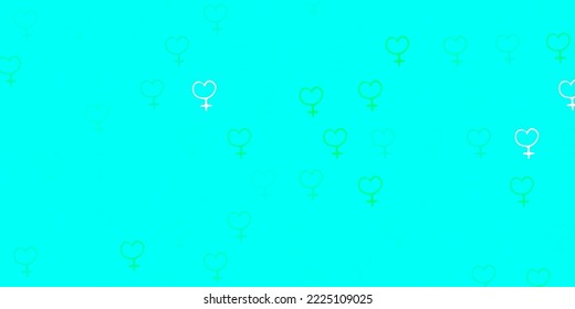 Light Green vector background with woman symbols. Colorful illustration with gradient feminism shapes. Best design to show the power of women.