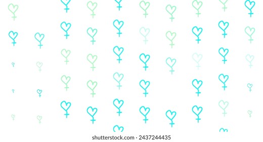 Light Green vector background with woman symbols. Colorful illustration with gradient feminism shapes. Simple design for your web site.