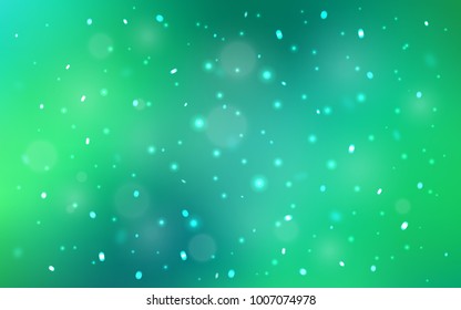 Light Green vector background with xmas snowflakes. Decorative shining illustration with snow on abstract template. New year design for your business advert.