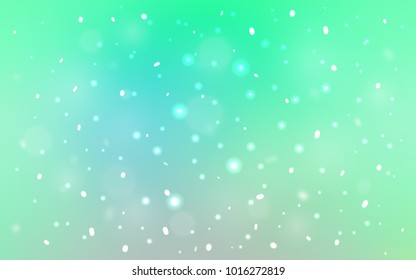 Light Green vector background with xmas snowflakes. Glitter abstract illustration with crystals of ice. The template can be used as a new year background.