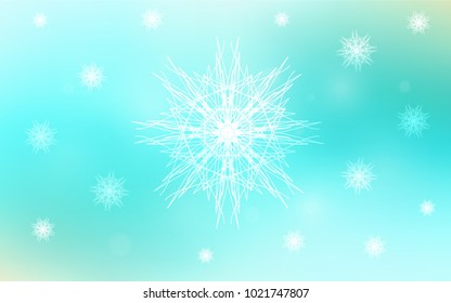 Light Green vector background with xmas snowflakes. Glitter abstract illustration with crystals of ice. The pattern can be used for new year leaflets.